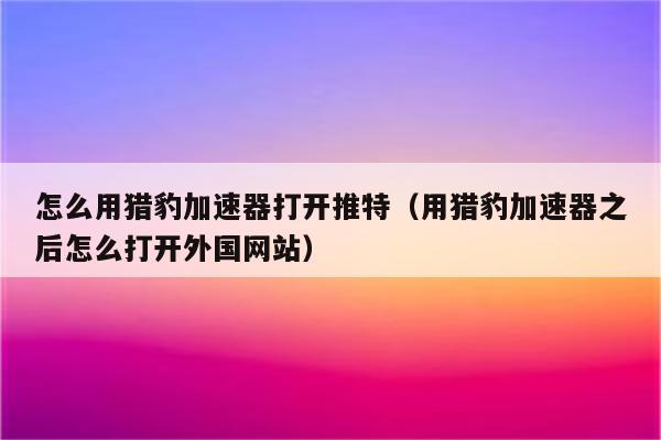 国外的网站用什么加速(上国外网站怎么加速)